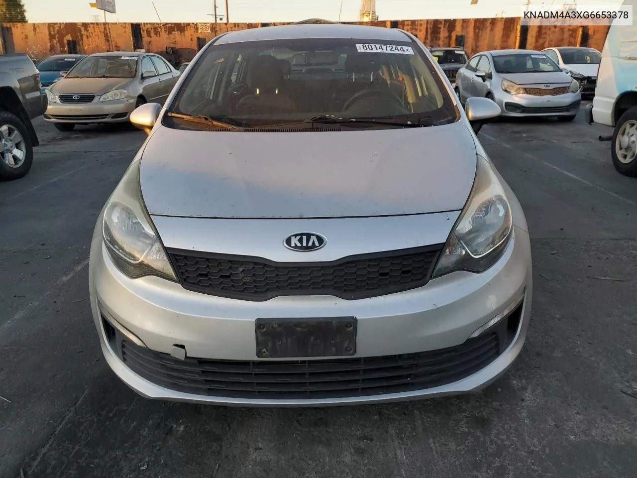 2016 Kia Rio Lx VIN: KNADM4A3XG6653378 Lot: 80147244