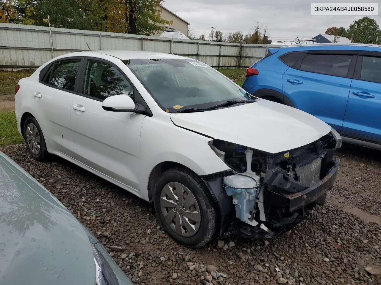 2018 Kia Rio Lx VIN: 3KPA24AB4JE058580 Lot: 74739264