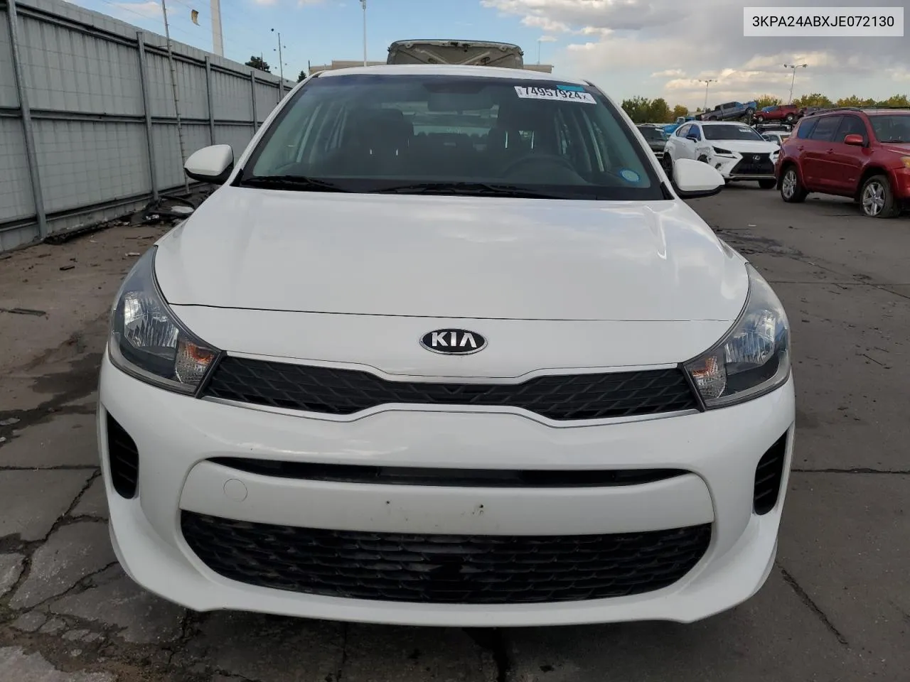 2018 Kia Rio Lx VIN: 3KPA24ABXJE072130 Lot: 74957924