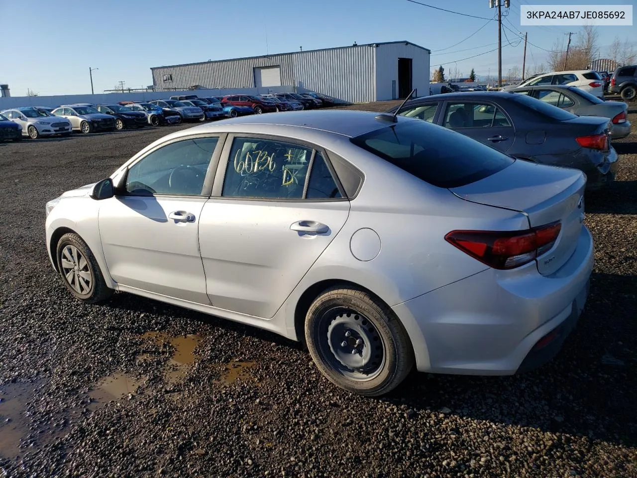 2018 Kia Rio Lx VIN: 3KPA24AB7JE085692 Lot: 75368294