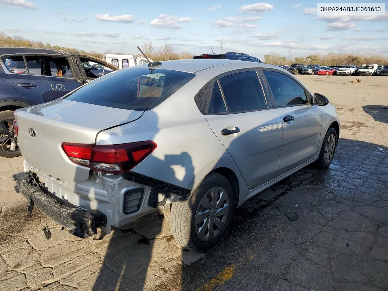 2018 Kia Rio Lx VIN: 3KPA24AB3JE061650 Lot: 78925804