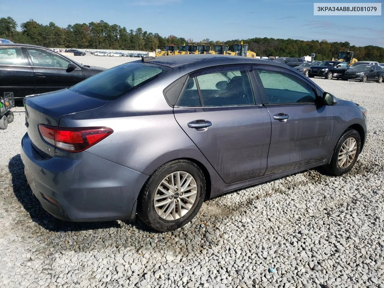 2018 Kia Rio Ex VIN: 3KPA34AB8JE081079 Lot: 80345214