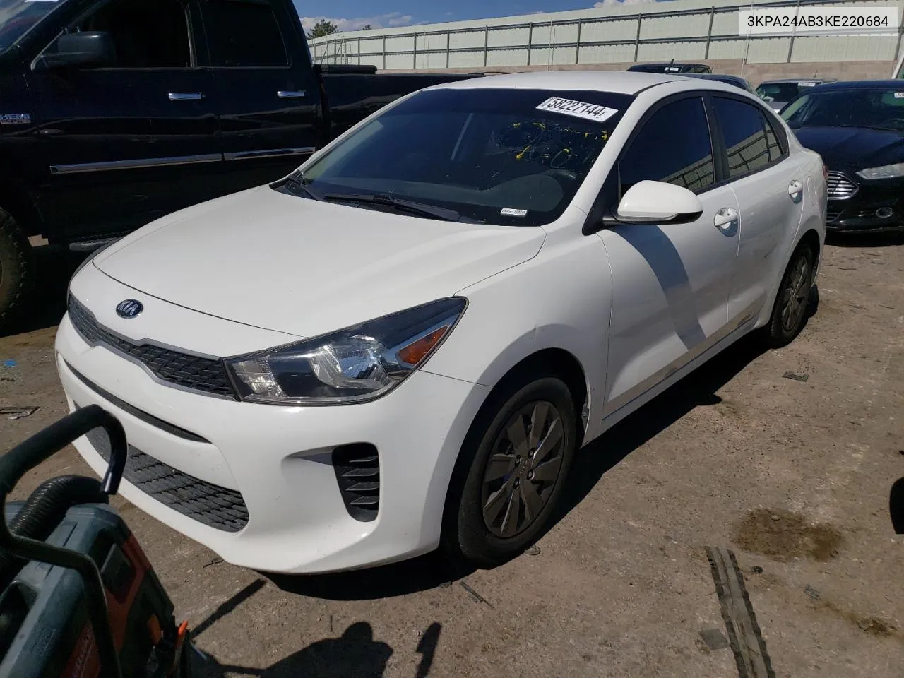 2019 Kia Rio S VIN: 3KPA24AB3KE220684 Lot: 58227144