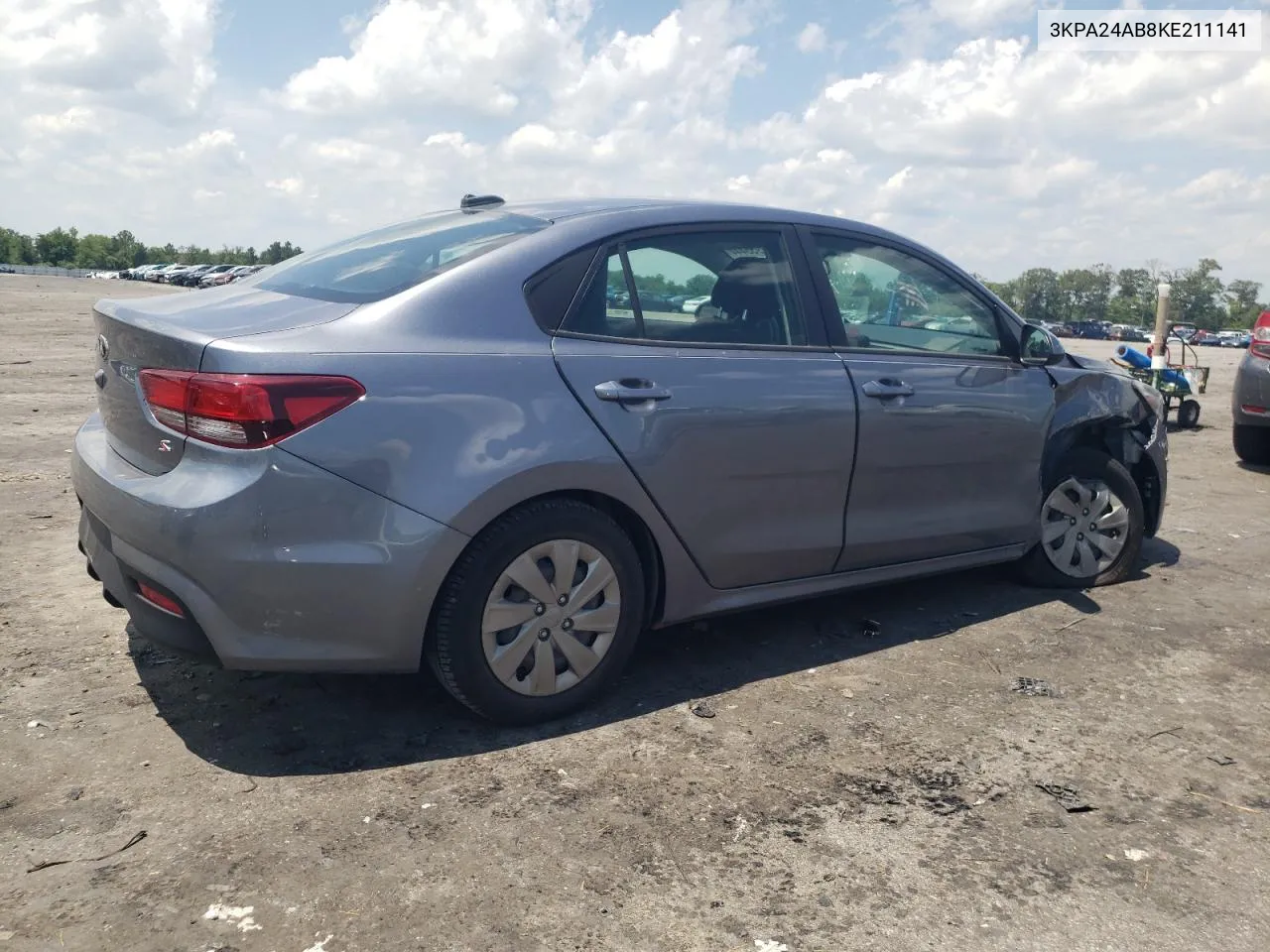 2019 Kia Rio S VIN: 3KPA24AB8KE211141 Lot: 61955444