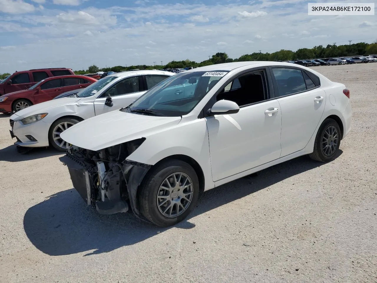 2019 Kia Rio S VIN: 3KPA24AB6KE172100 Lot: 63140464