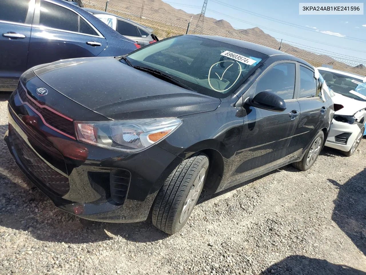 2019 Kia Rio S VIN: 3KPA24AB1KE241596 Lot: 69603574