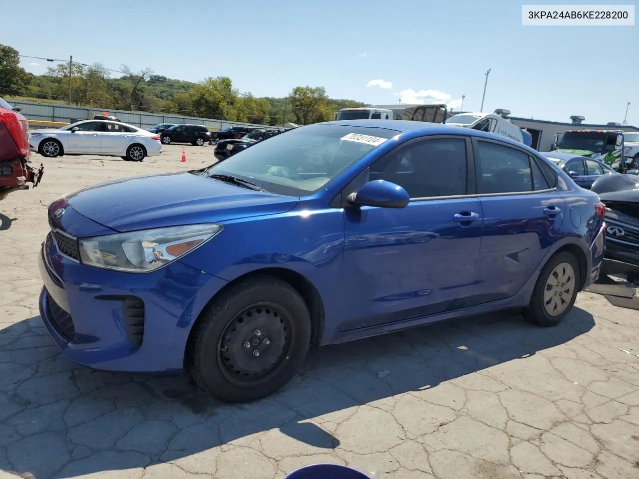 2019 Kia Rio S VIN: 3KPA24AB6KE228200 Lot: 70331104