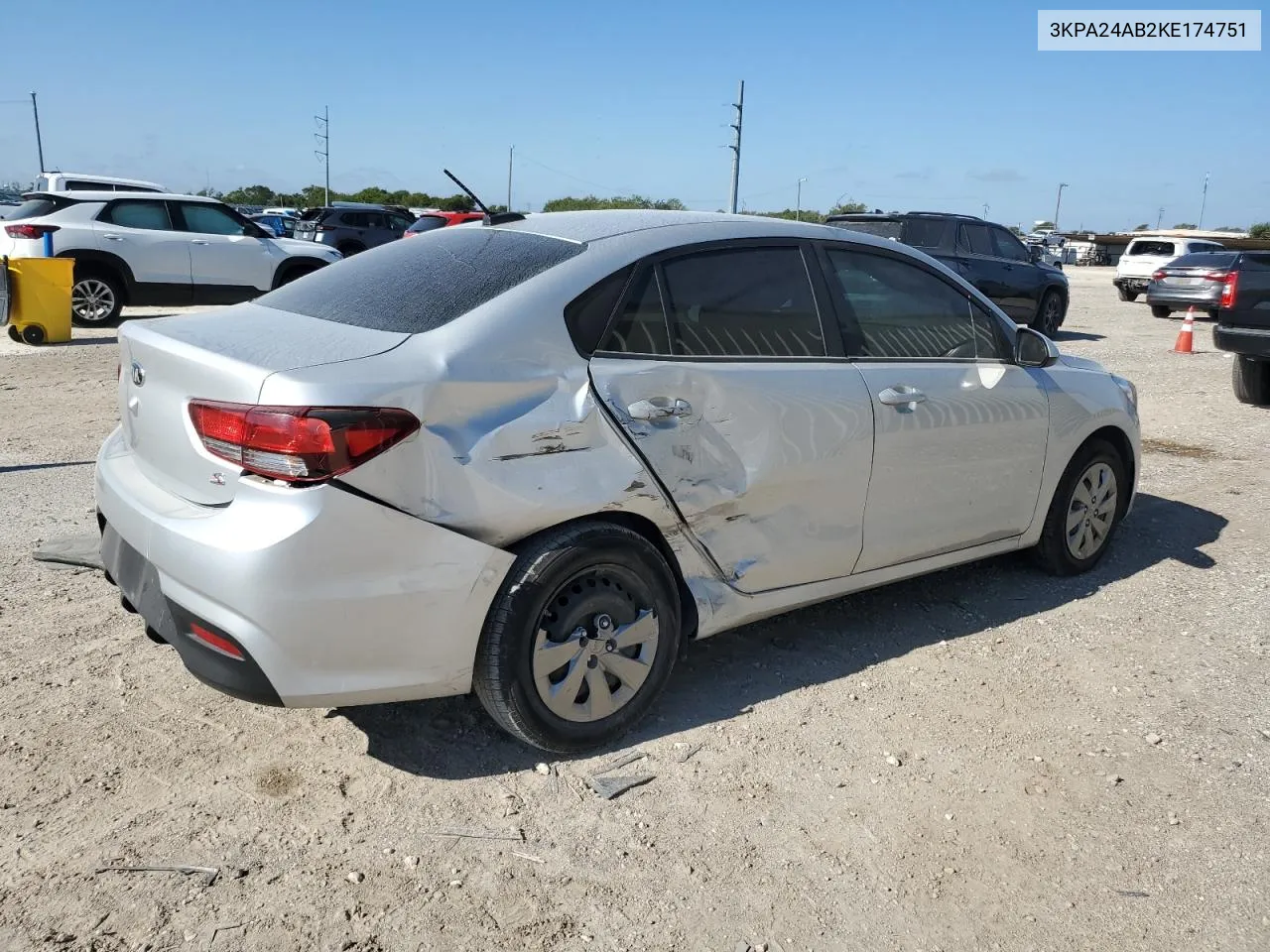 2019 Kia Rio S VIN: 3KPA24AB2KE174751 Lot: 72442684