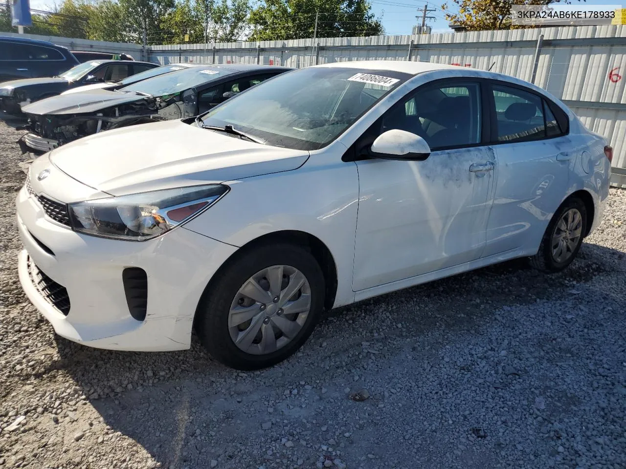 3KPA24AB6KE178933 2019 Kia Rio S