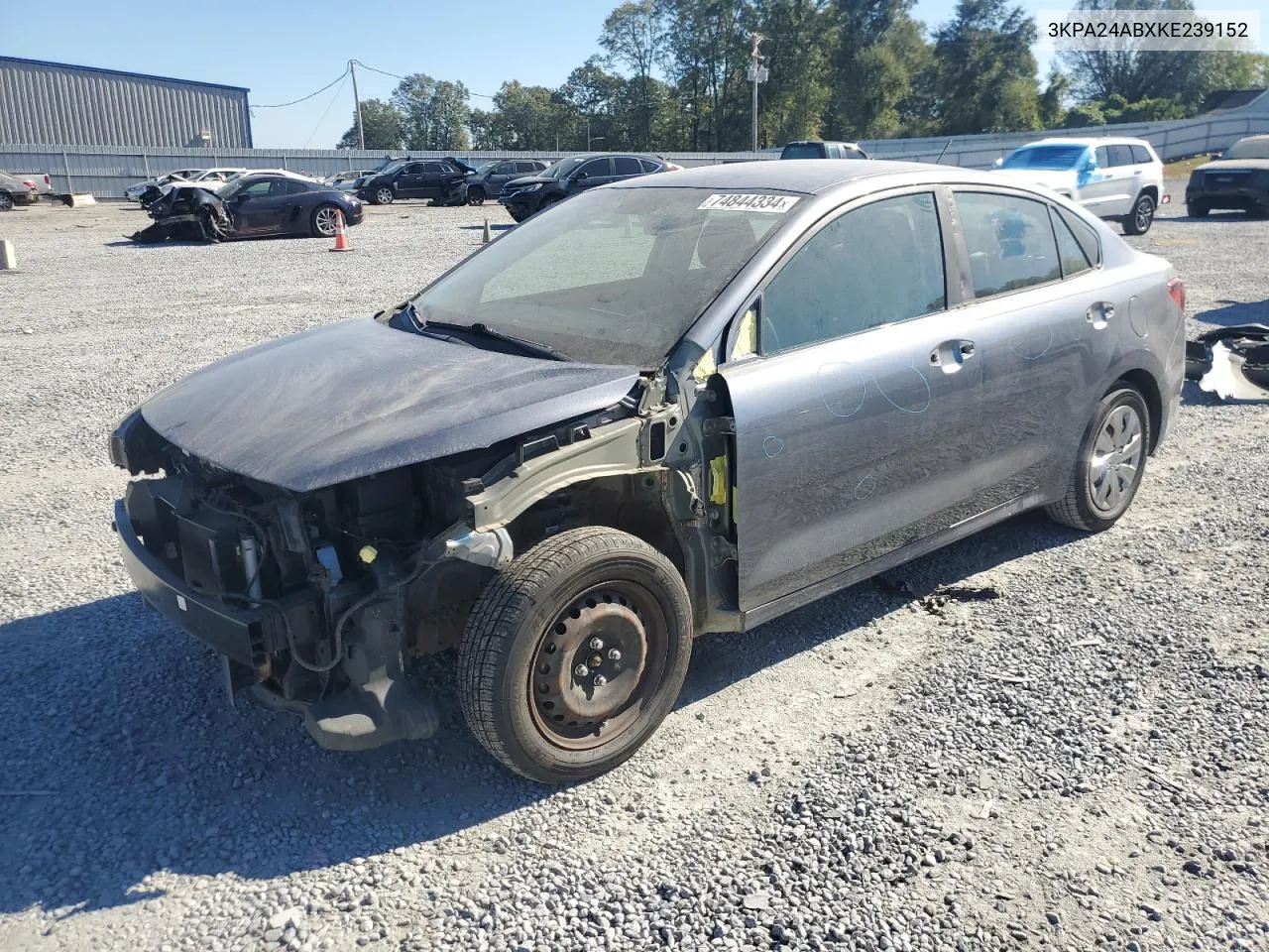 2019 Kia Rio S VIN: 3KPA24ABXKE239152 Lot: 74844334