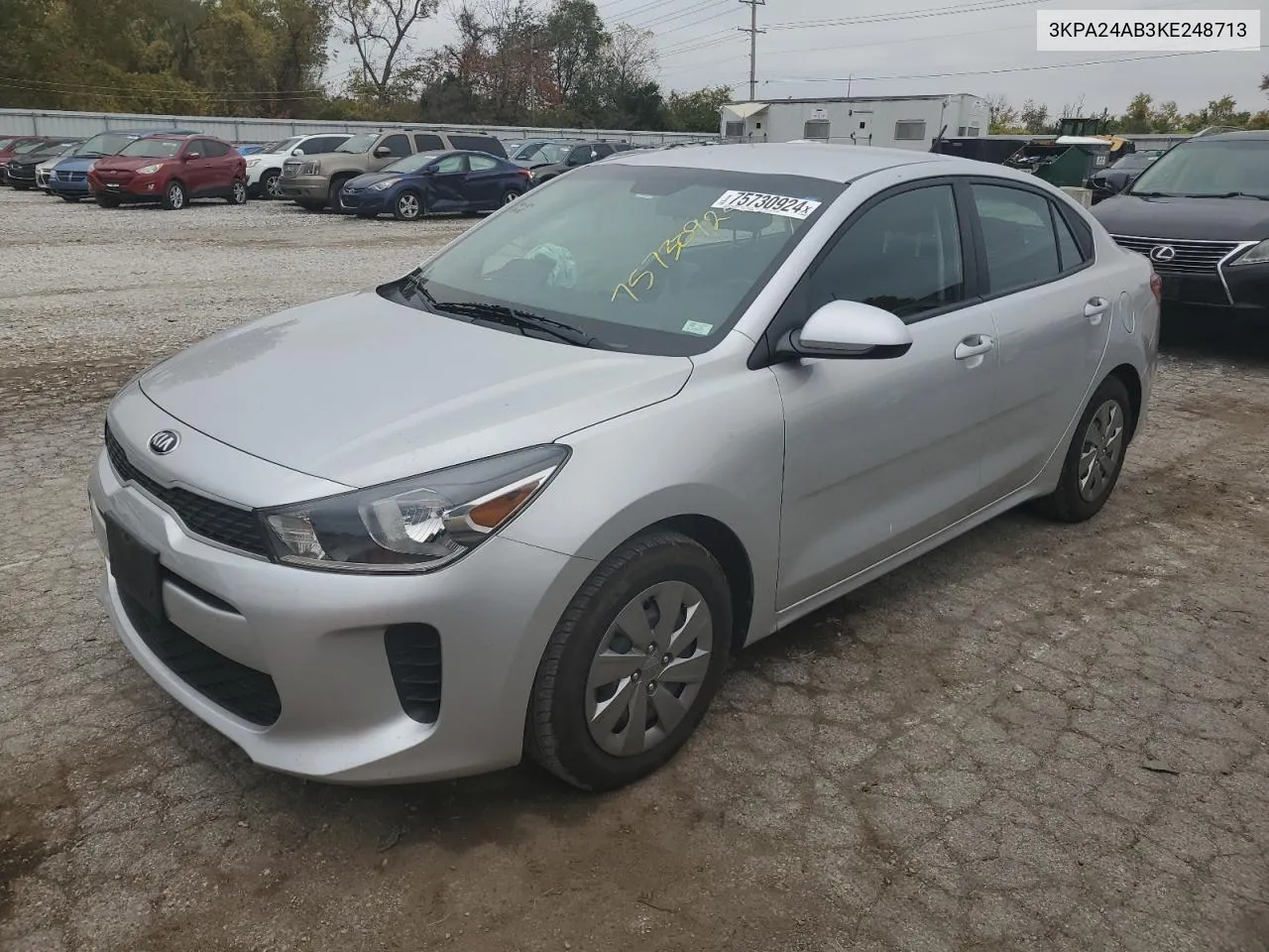 2019 Kia Rio S VIN: 3KPA24AB3KE248713 Lot: 75730924