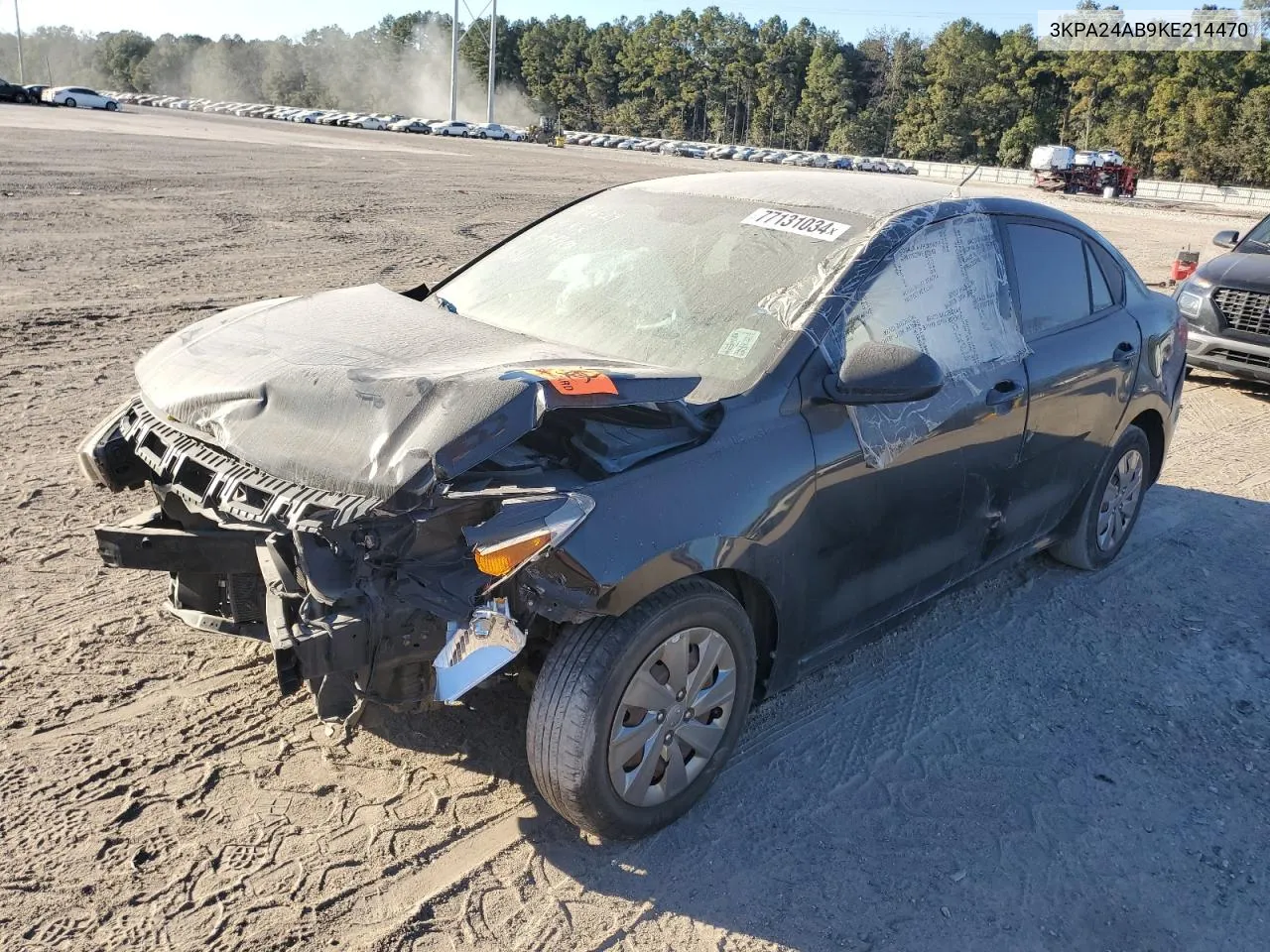 2019 Kia Rio S VIN: 3KPA24AB9KE214470 Lot: 77131034