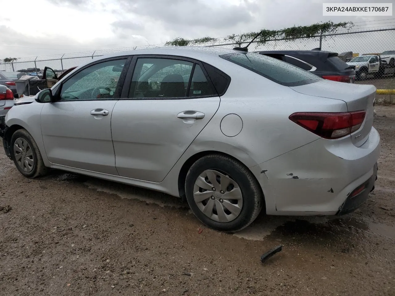 2019 Kia Rio S VIN: 3KPA24ABXKE170687 Lot: 78639444