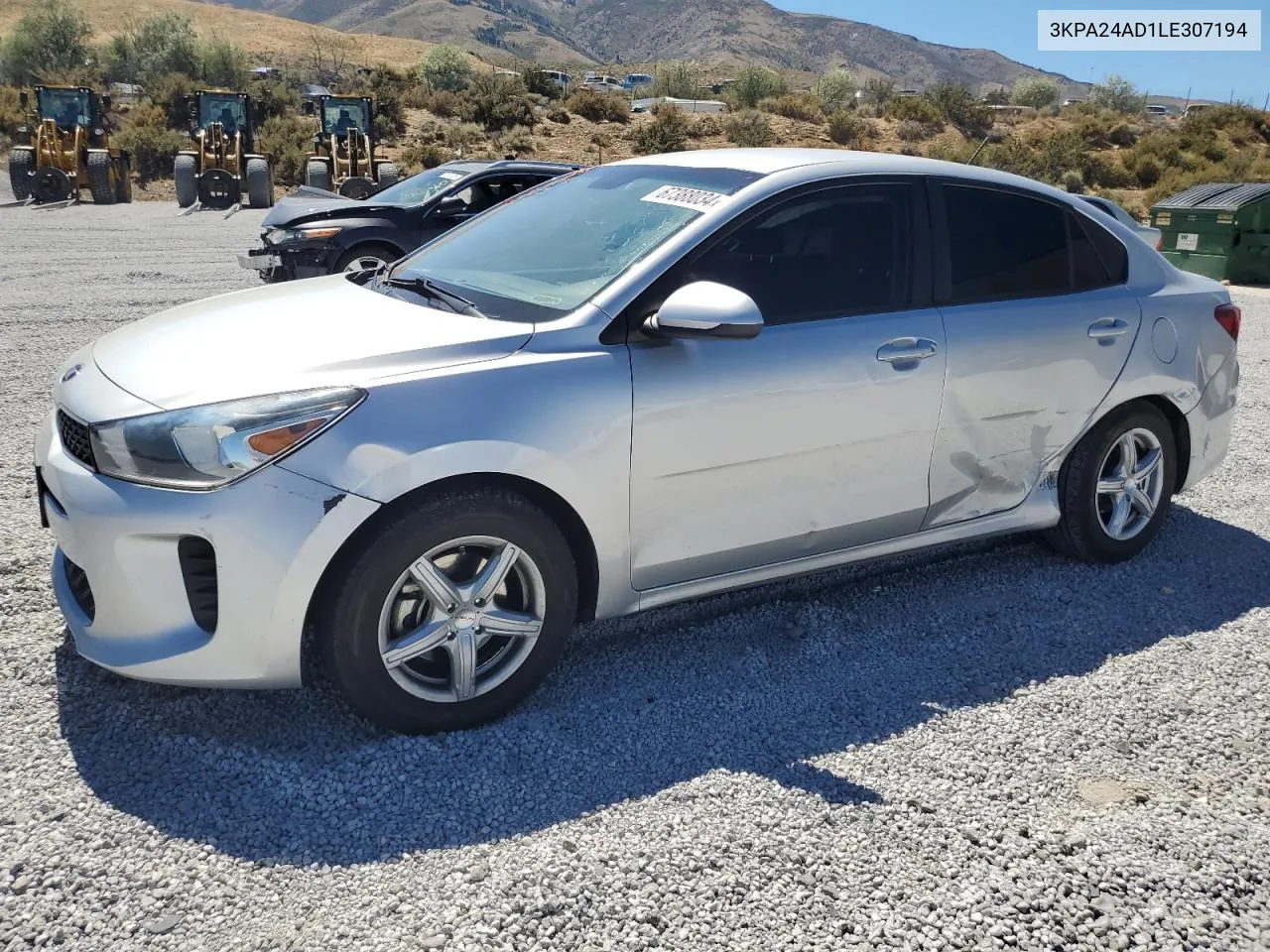 2020 Kia Rio Lx VIN: 3KPA24AD1LE307194 Lot: 67388034