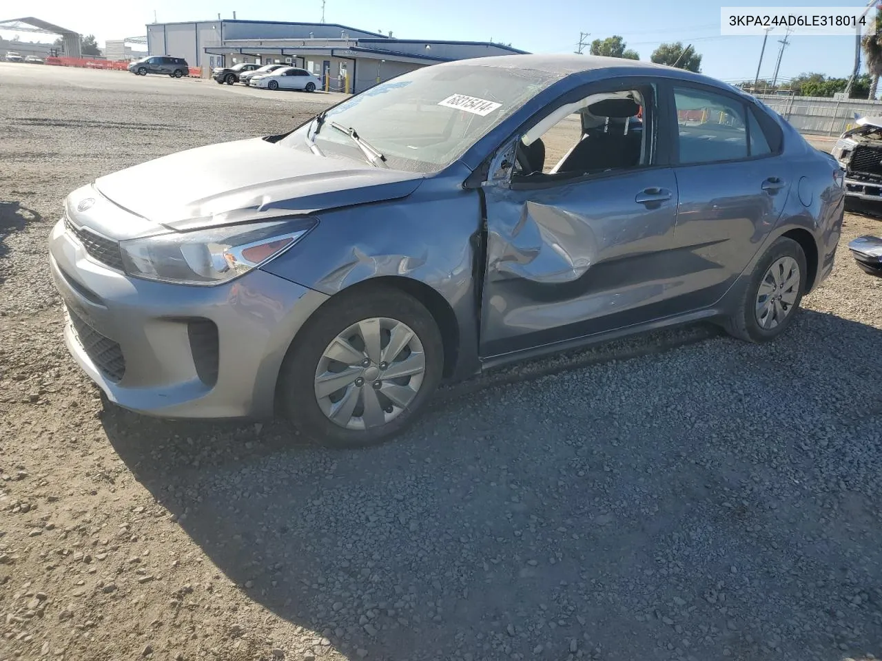 2020 Kia Rio Lx VIN: 3KPA24AD6LE318014 Lot: 68315414