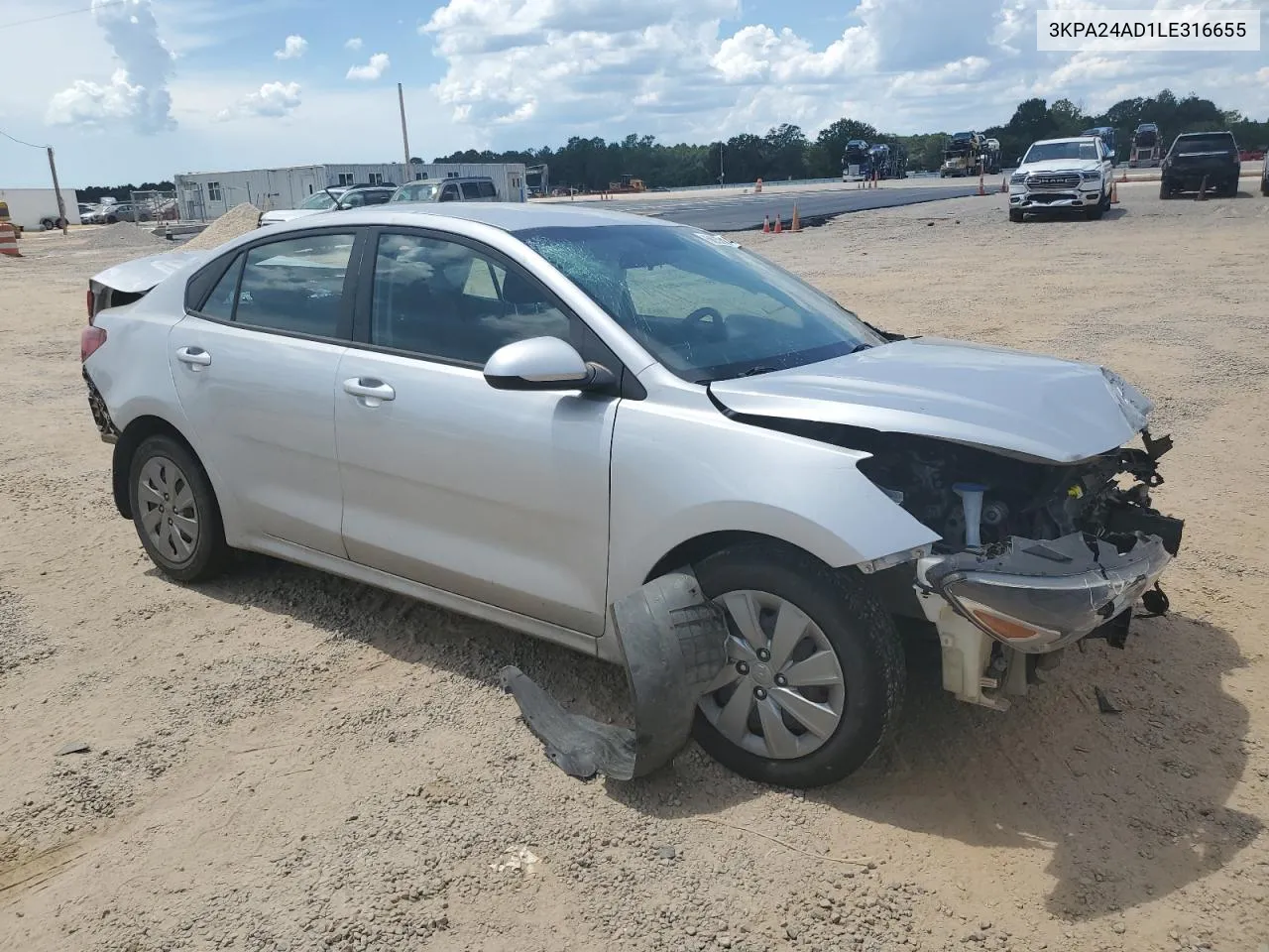 2020 Kia Rio Lx VIN: 3KPA24AD1LE316655 Lot: 68933814