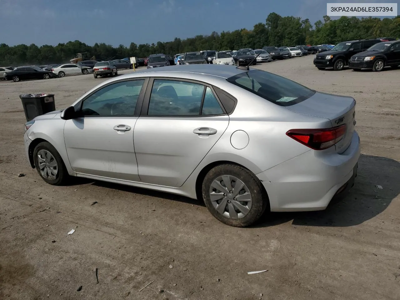 2020 Kia Rio Lx VIN: 3KPA24AD6LE357394 Lot: 68972964