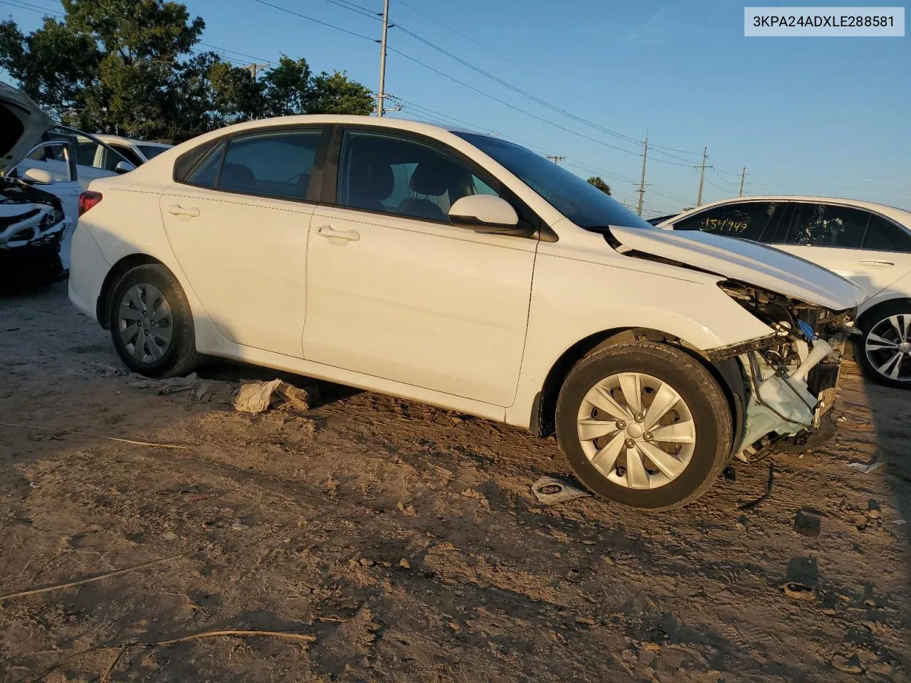 2020 Kia Rio Lx VIN: 3KPA24ADXLE288581 Lot: 70576764