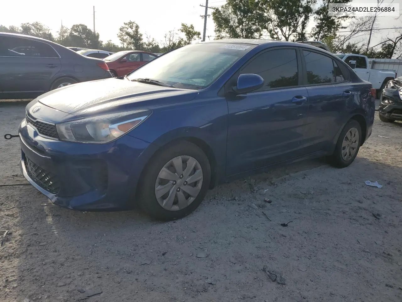 2020 Kia Rio Lx VIN: 3KPA24AD2LE296884 Lot: 71351064