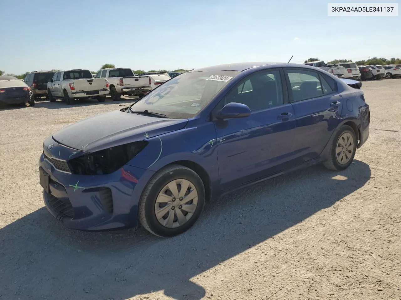 2020 Kia Rio Lx VIN: 3KPA24AD5LE341137 Lot: 73512424