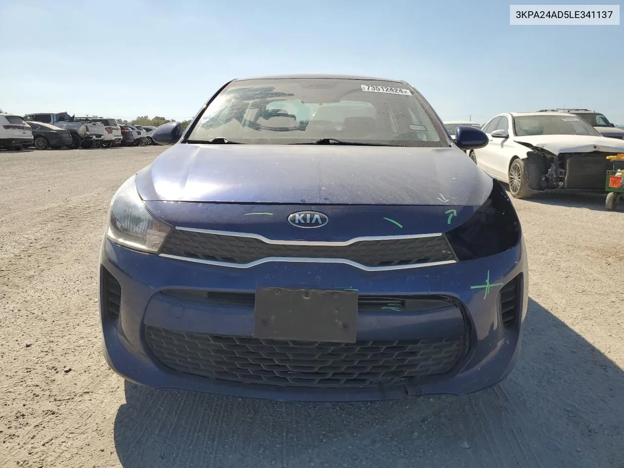 2020 Kia Rio Lx VIN: 3KPA24AD5LE341137 Lot: 73512424