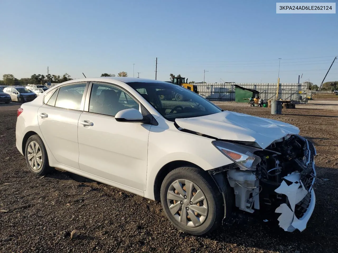 2020 Kia Rio Lx VIN: 3KPA24AD6LE262124 Lot: 74225454