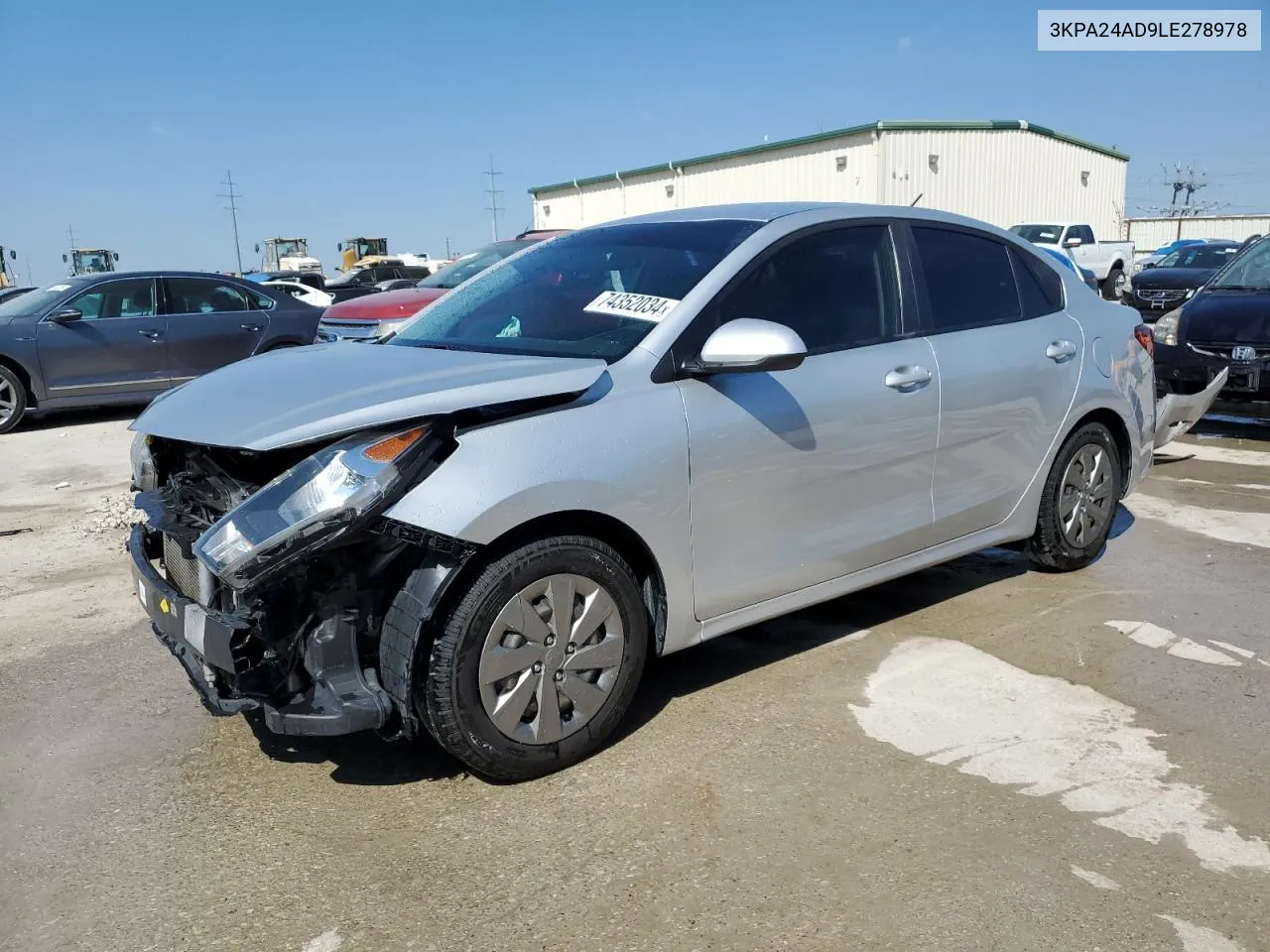 2020 Kia Rio Lx VIN: 3KPA24AD9LE278978 Lot: 74352034