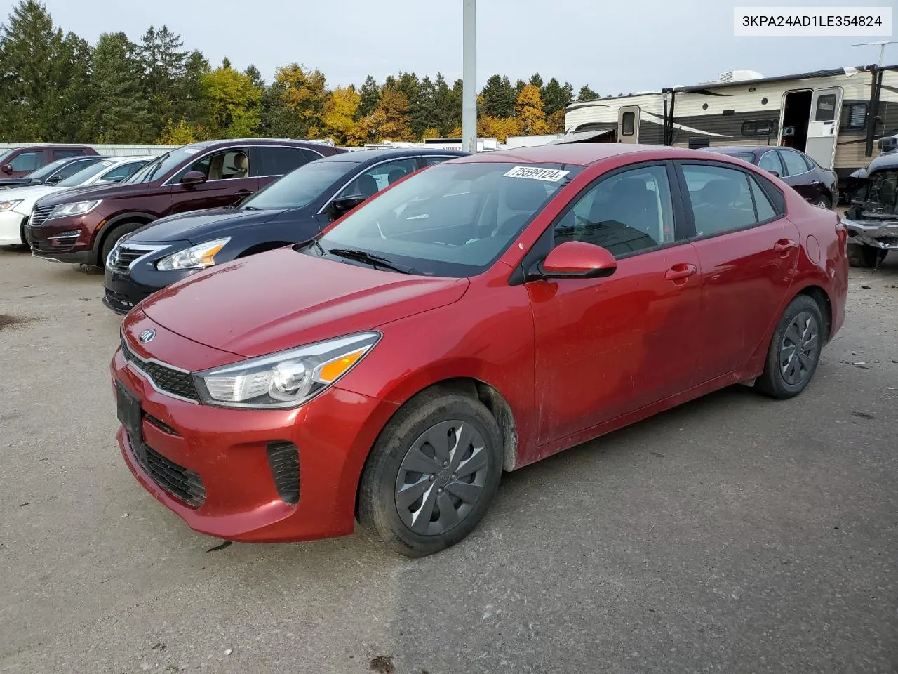 2020 Kia Rio Lx VIN: 3KPA24AD1LE354824 Lot: 75599124