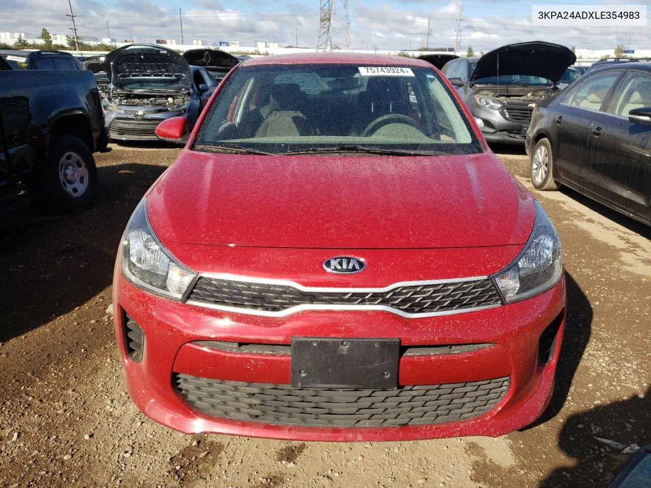 2020 Kia Rio Lx VIN: 3KPA24ADXLE354983 Lot: 75743924