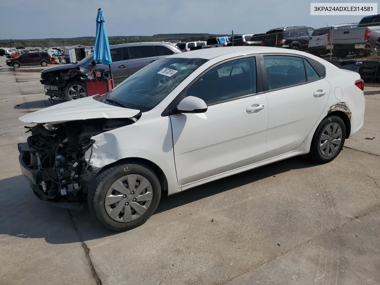 2020 Kia Rio Lx VIN: 3KPA24ADXLE314581 Lot: 75870814