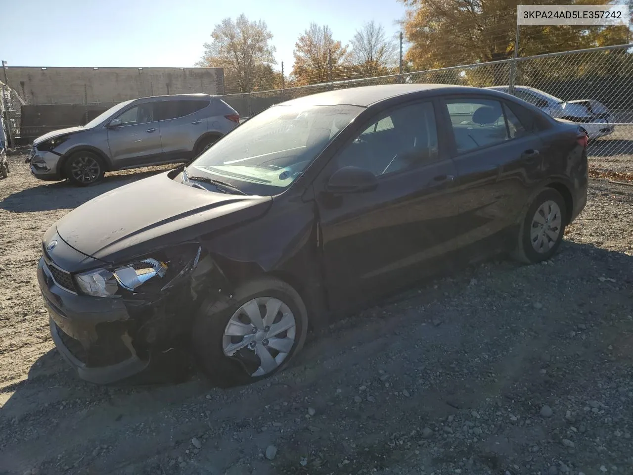 2020 Kia Rio Lx VIN: 3KPA24AD5LE357242 Lot: 76890554