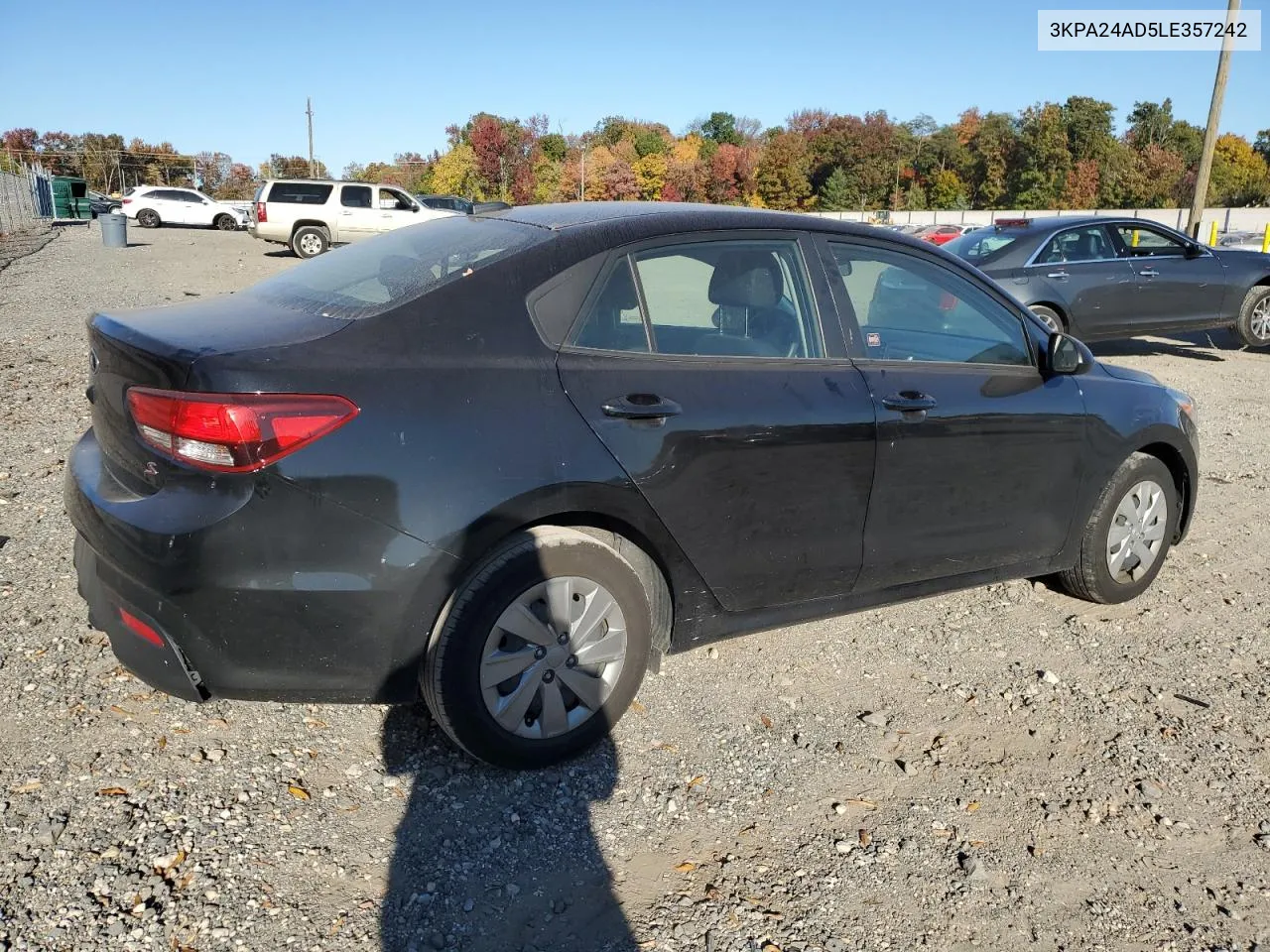 2020 Kia Rio Lx VIN: 3KPA24AD5LE357242 Lot: 76890554