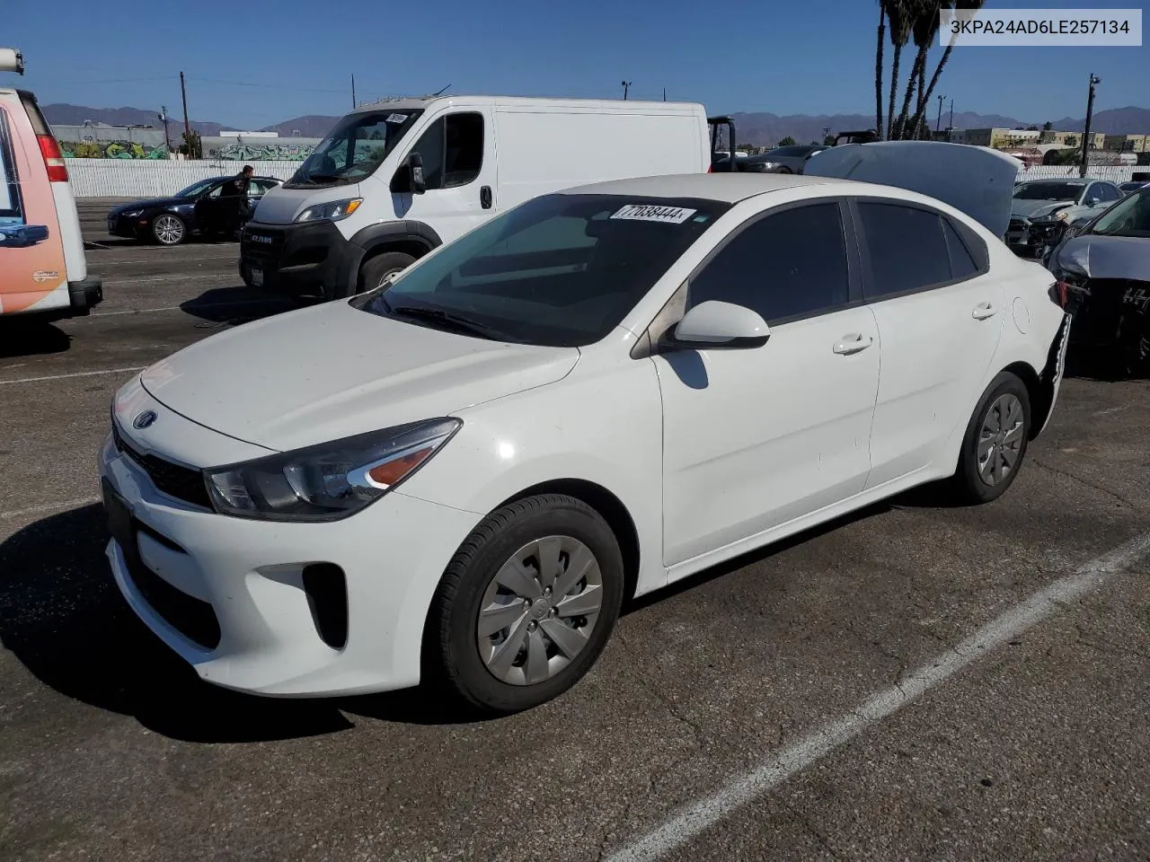 2020 Kia Rio Lx VIN: 3KPA24AD6LE257134 Lot: 77038444