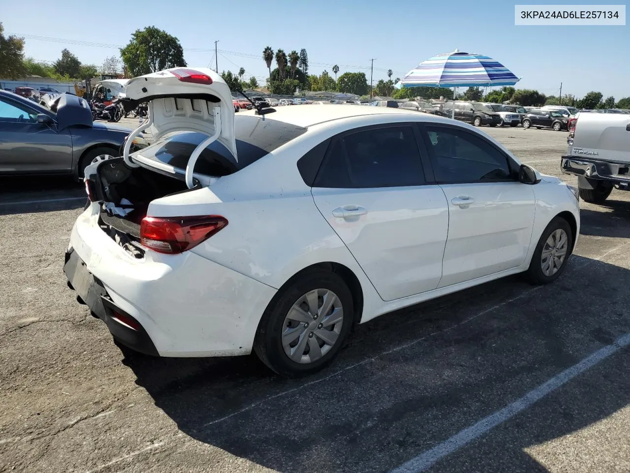 2020 Kia Rio Lx VIN: 3KPA24AD6LE257134 Lot: 77038444