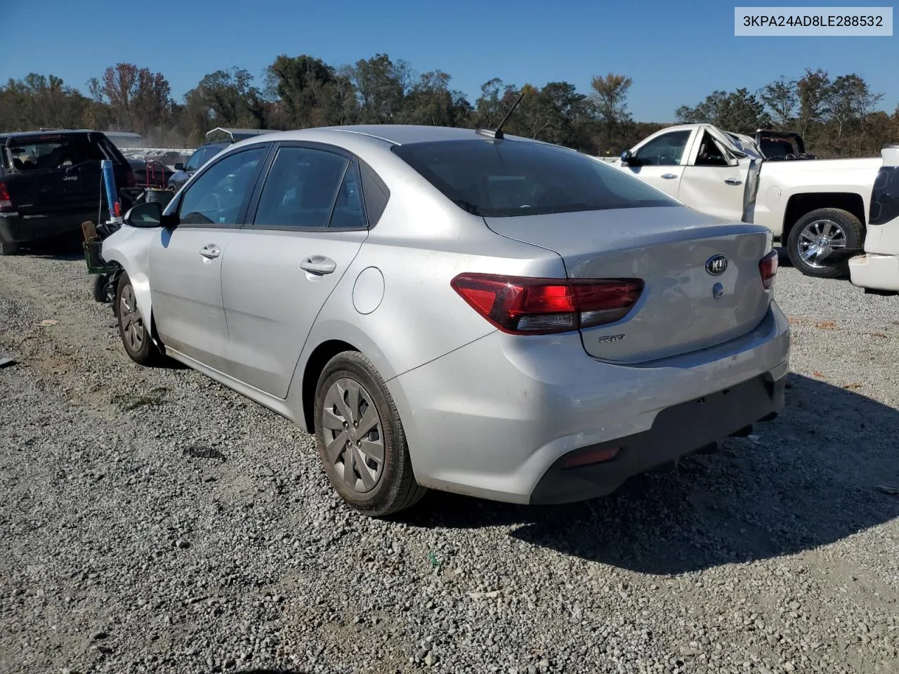 2020 Kia Rio Lx VIN: 3KPA24AD8LE288532 Lot: 77118214