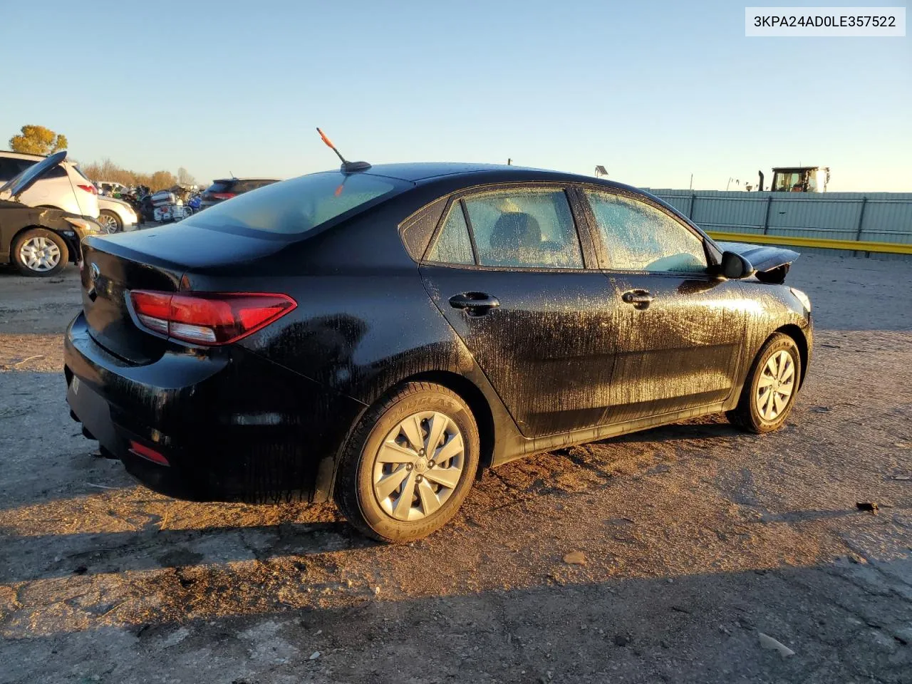 2020 Kia Rio Lx VIN: 3KPA24AD0LE357522 Lot: 80081254