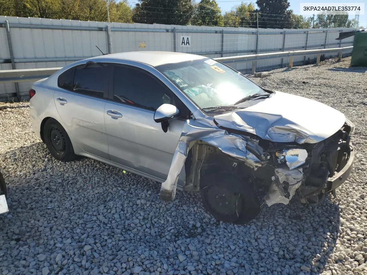 2020 Kia Rio Lx VIN: 3KPA24AD7LE353774 Lot: 80362974