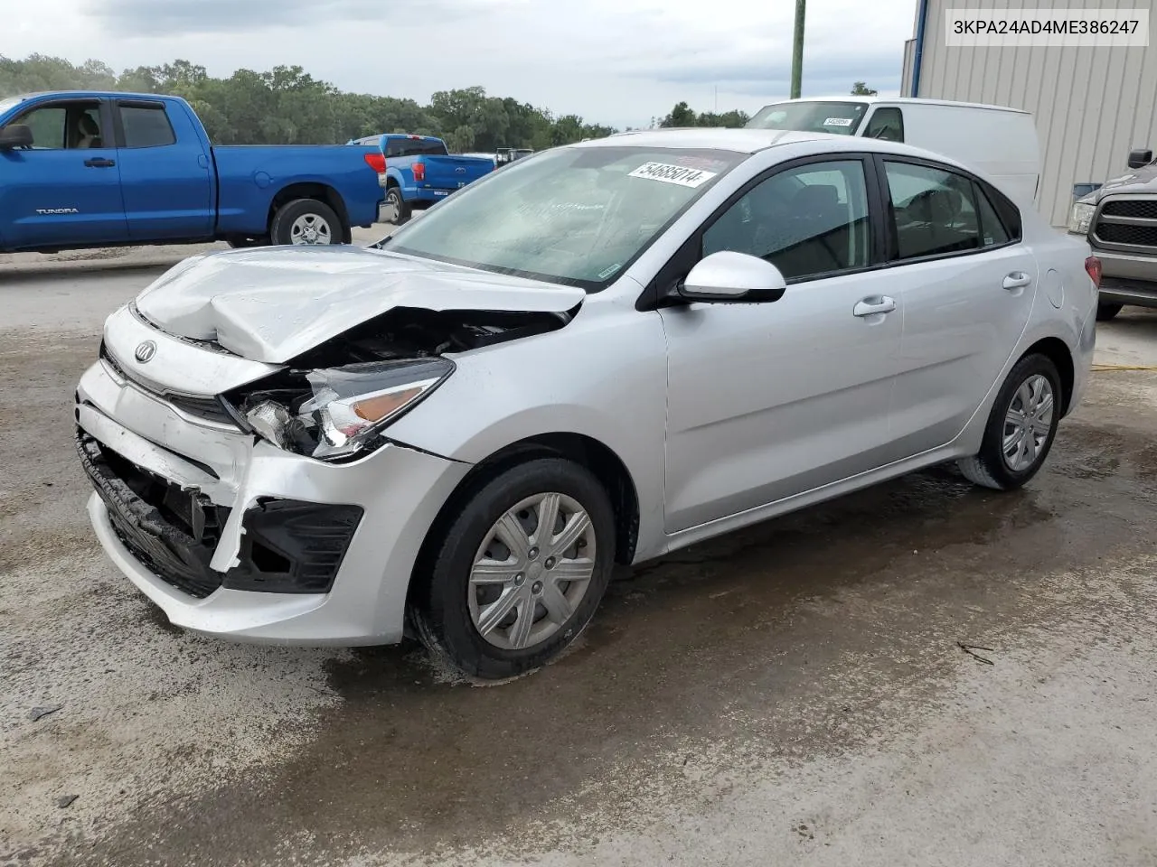 2021 Kia Rio Lx VIN: 3KPA24AD4ME386247 Lot: 54685014