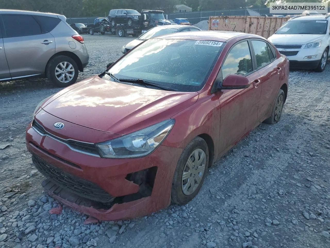 2021 Kia Rio Lx VIN: 3KPA24AD7ME395122 Lot: 59692154