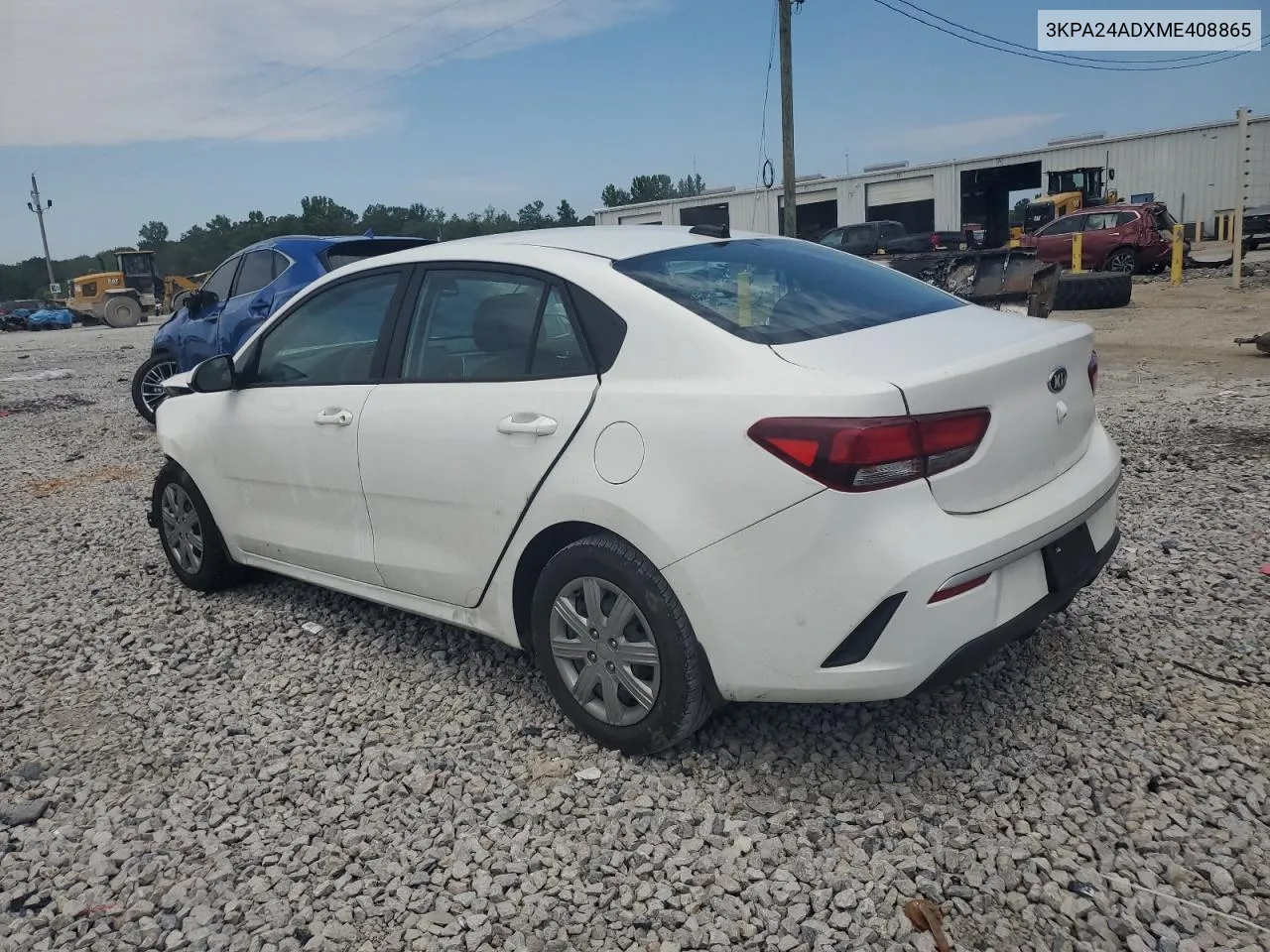 2021 Kia Rio Lx VIN: 3KPA24ADXME408865 Lot: 63255954