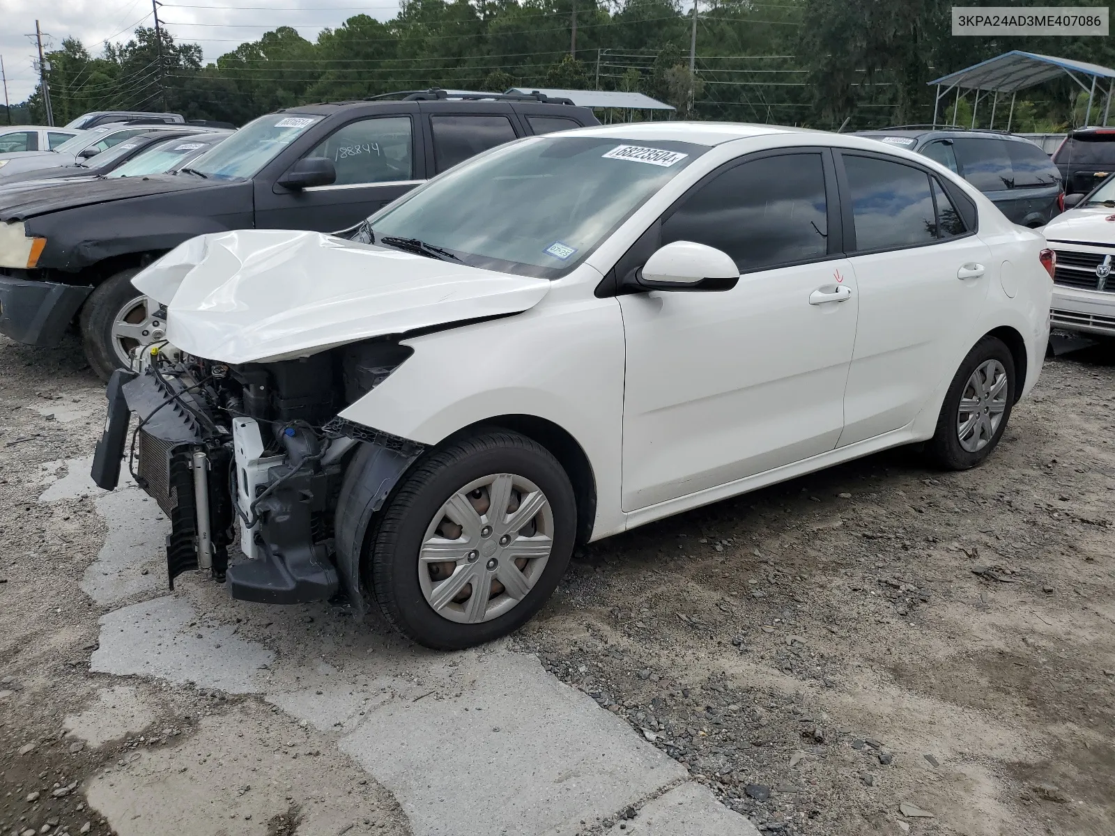 2021 Kia Rio Lx VIN: 3KPA24AD3ME407086 Lot: 68223504