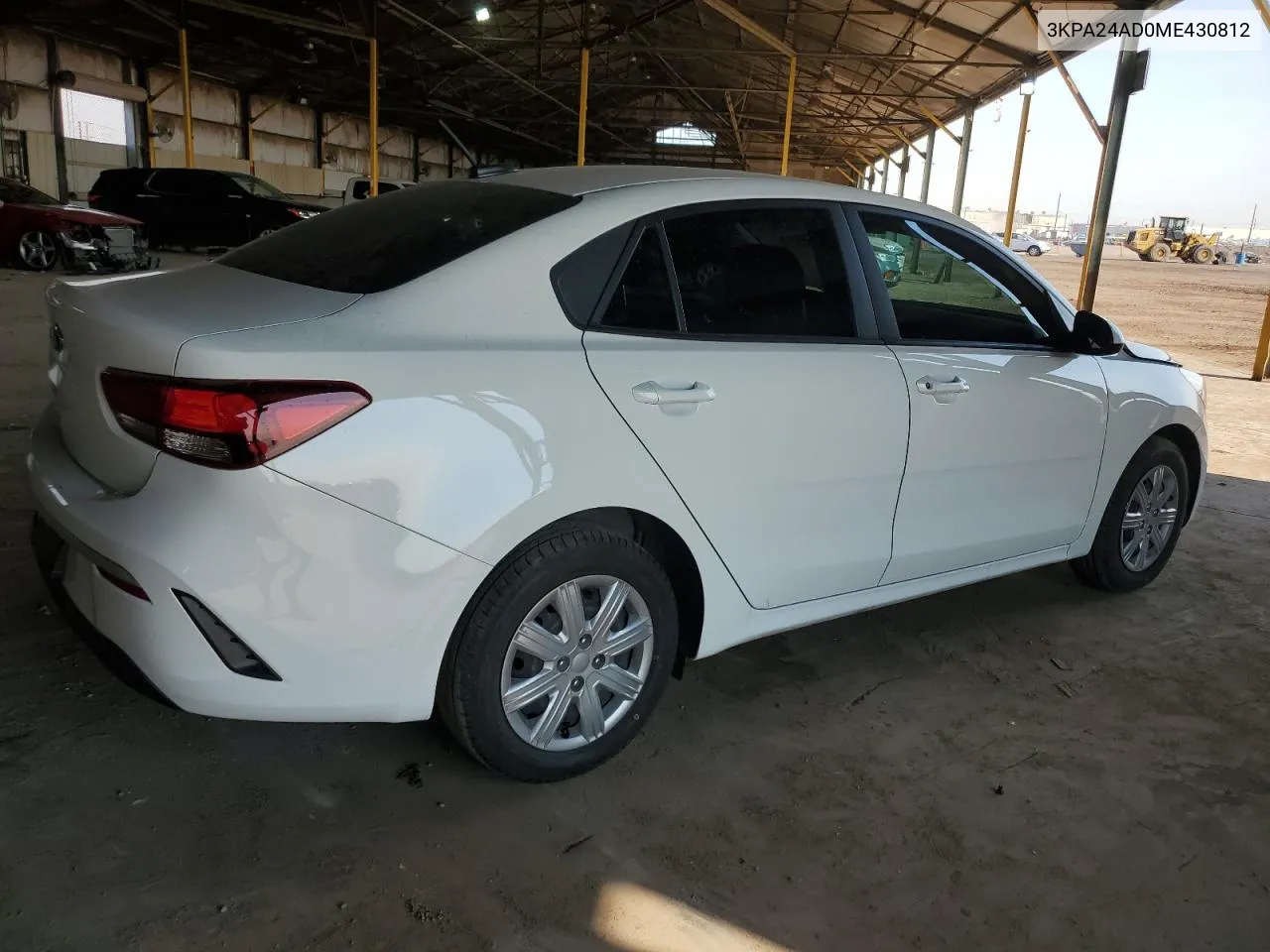 2021 Kia Rio Lx VIN: 3KPA24AD0ME430812 Lot: 71057004