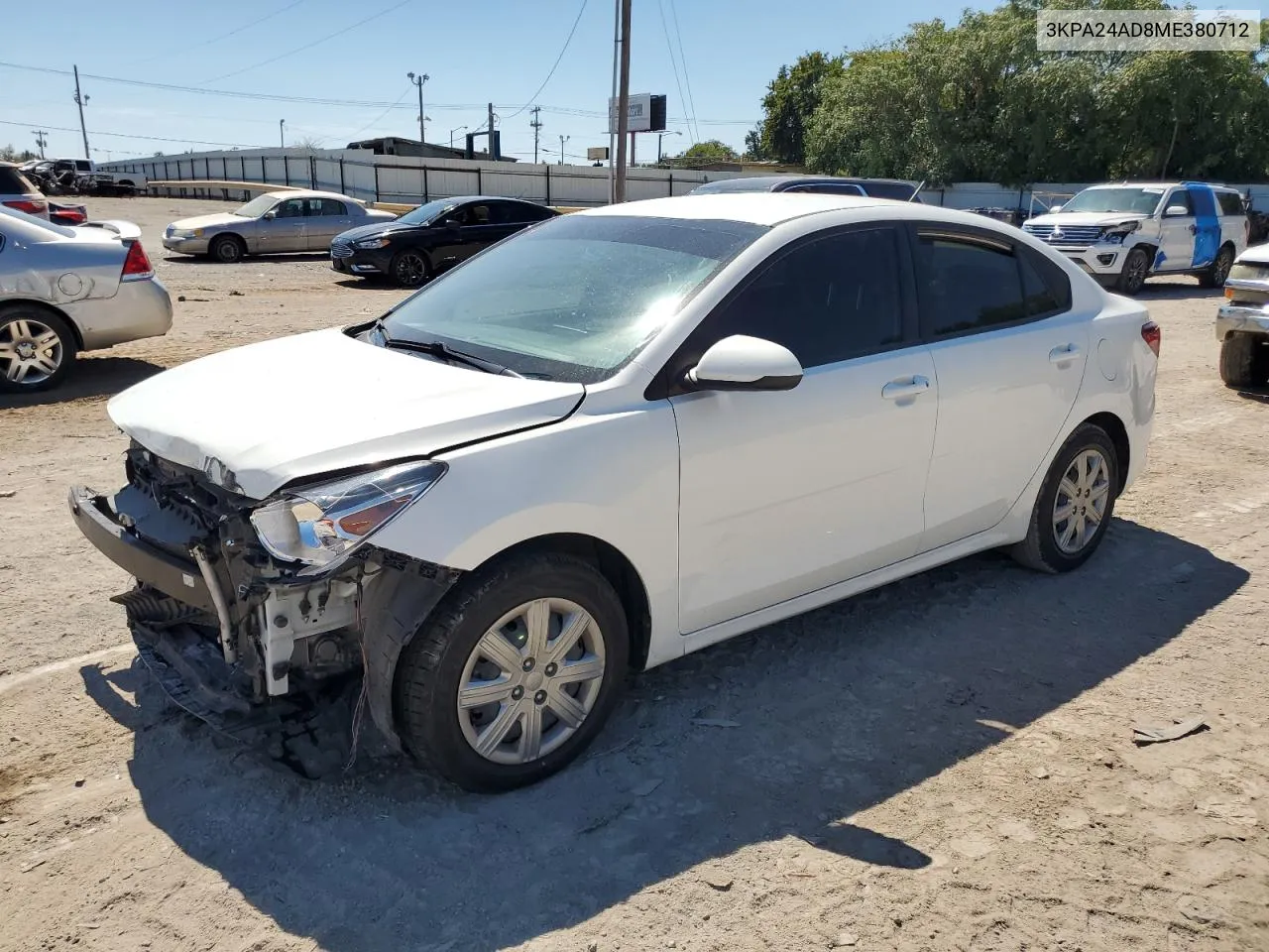 2021 Kia Rio Lx VIN: 3KPA24AD8ME380712 Lot: 71084864