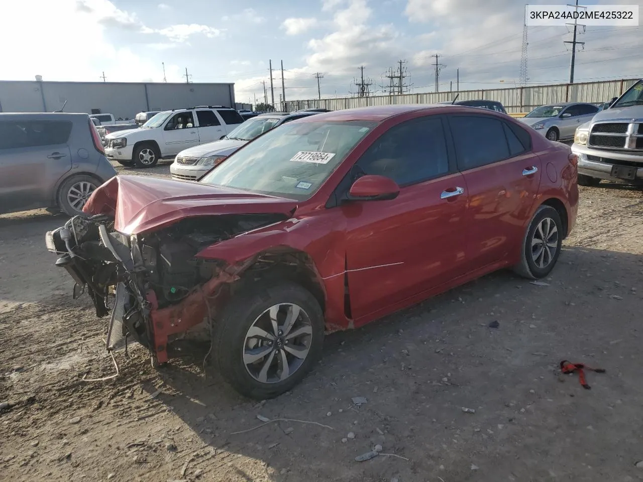 2021 Kia Rio Lx VIN: 3KPA24AD2ME425322 Lot: 72719664