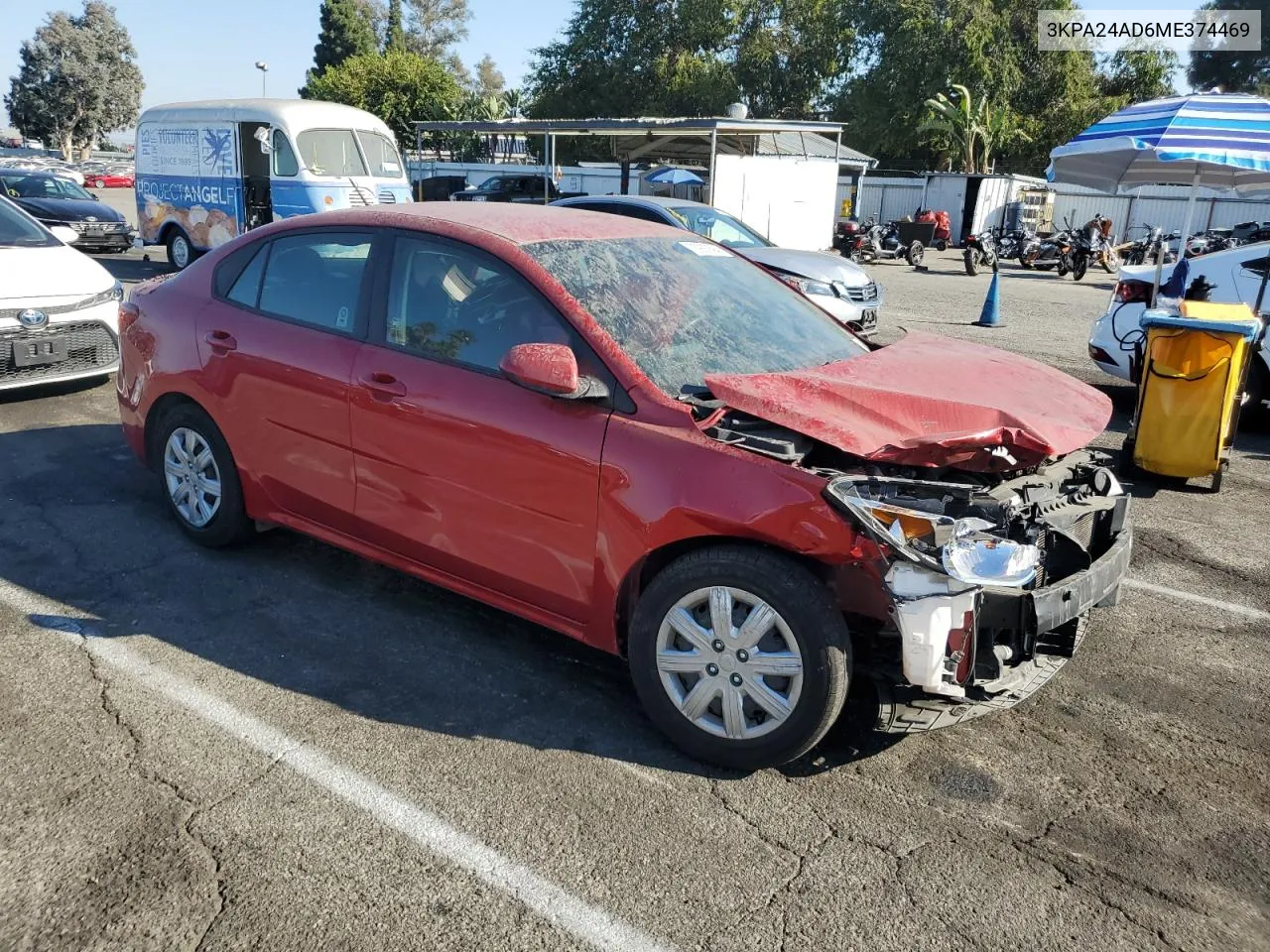 2021 Kia Rio Lx VIN: 3KPA24AD6ME374469 Lot: 73997694