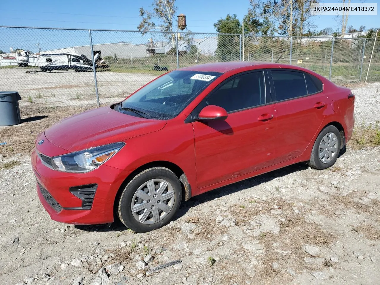 2021 Kia Rio Lx VIN: 3KPA24AD4ME418372 Lot: 77080334