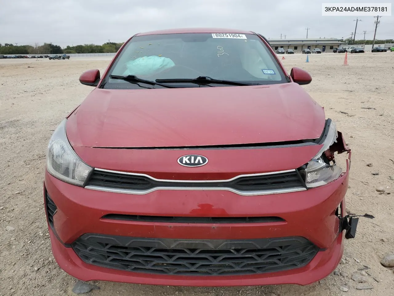 2021 Kia Rio Lx VIN: 3KPA24AD4ME378181 Lot: 80251904