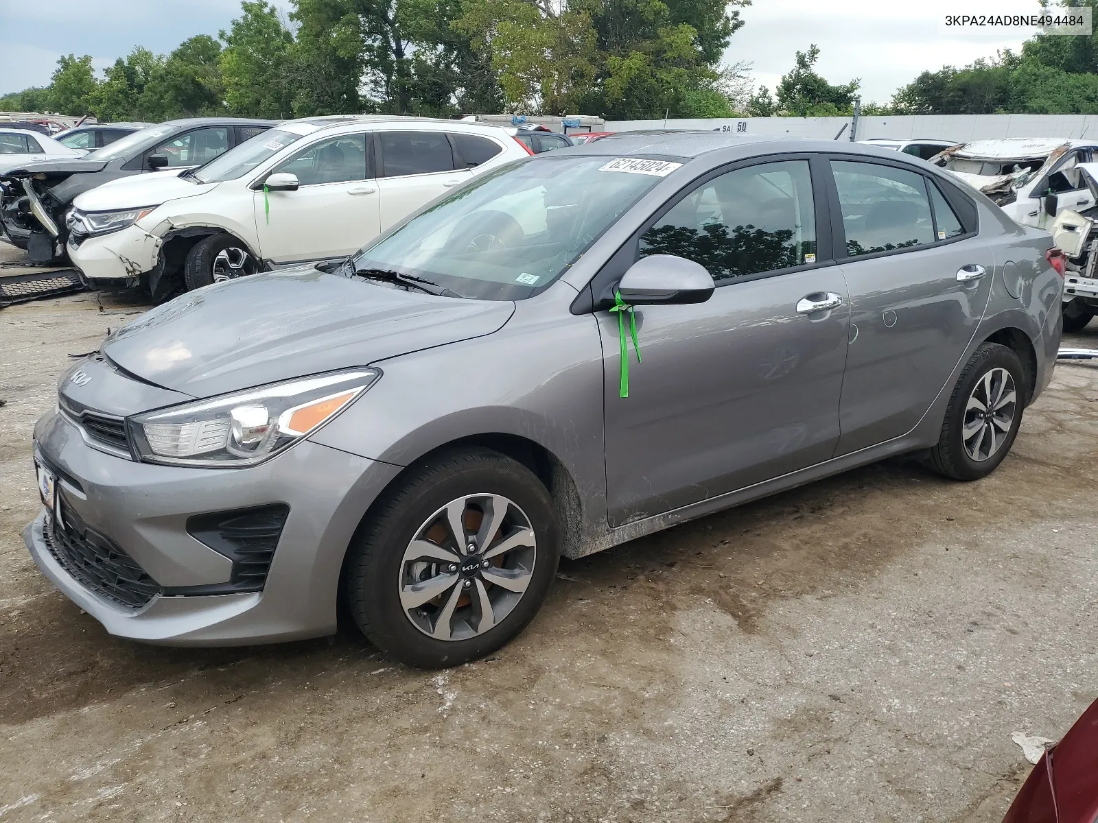 2022 Kia Rio Lx VIN: 3KPA24AD8NE494484 Lot: 62145024