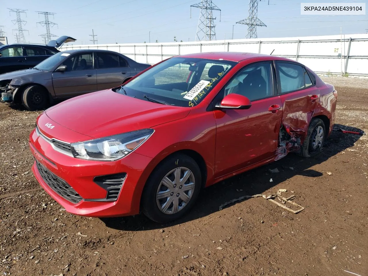 2022 Kia Rio Lx VIN: 3KPA24AD5NE439104 Lot: 67480644