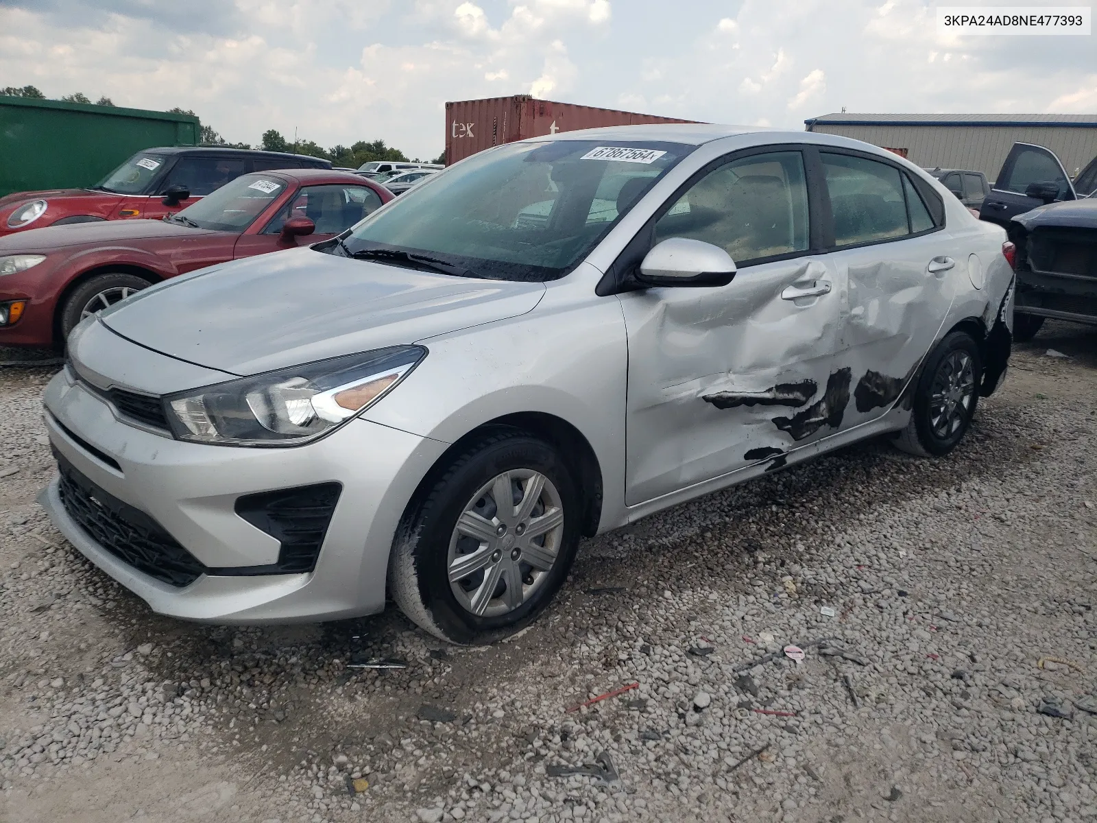 2022 Kia Rio Lx VIN: 3KPA24AD8NE477393 Lot: 67867564